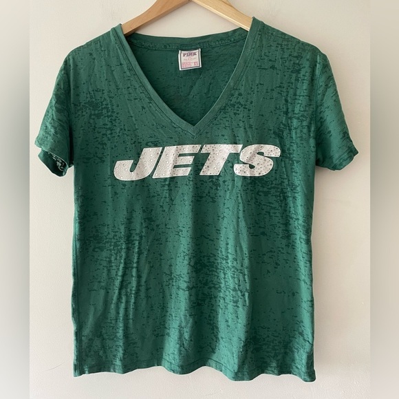 PINK New York Jet’s V-Neck T-Shirt - Picture 1 of 4